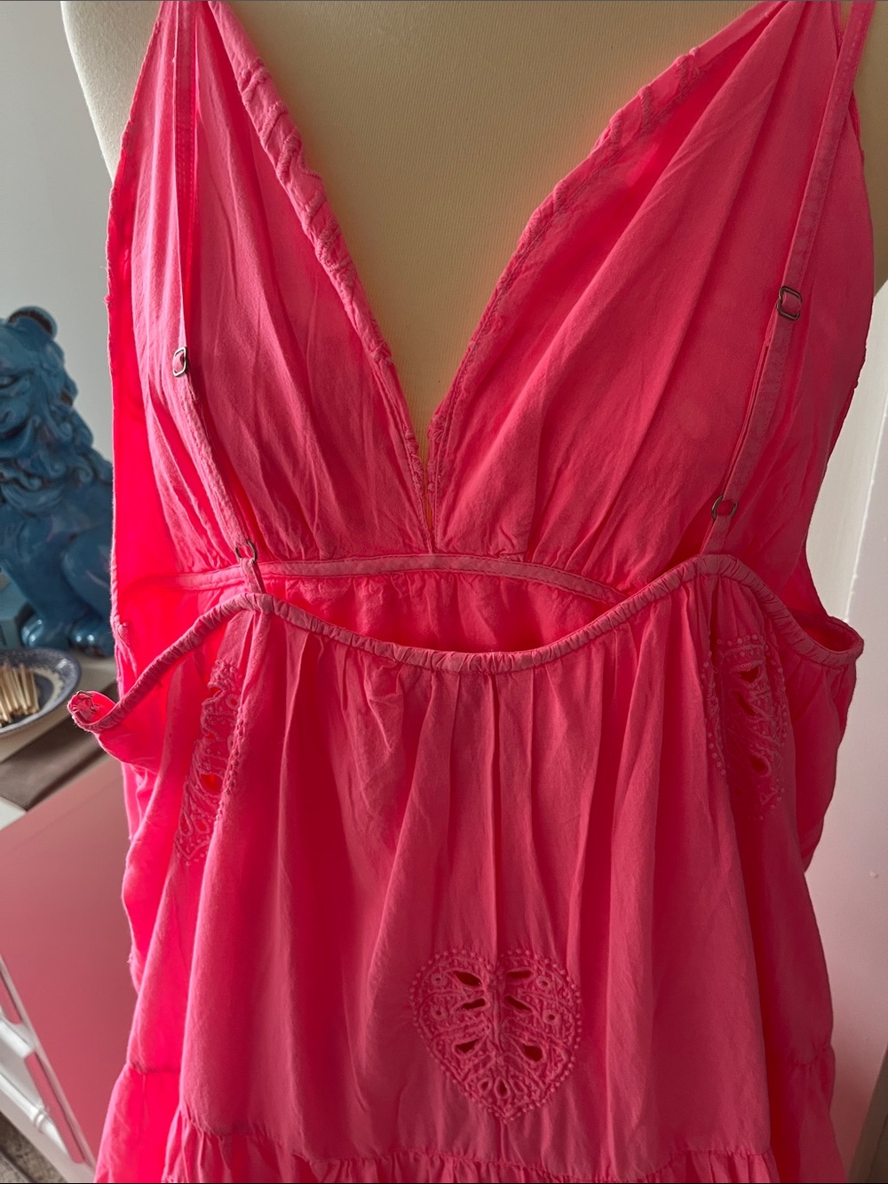 FARM Rio Hot Pink Eyelet Maxi Dress Sz. M - Picture 5 of 5